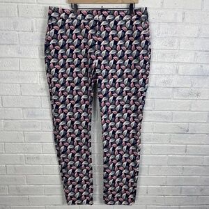 Boden Richmond Crop Pants Womens 16L Navy Pink Floral Stretch Ankle Trouser